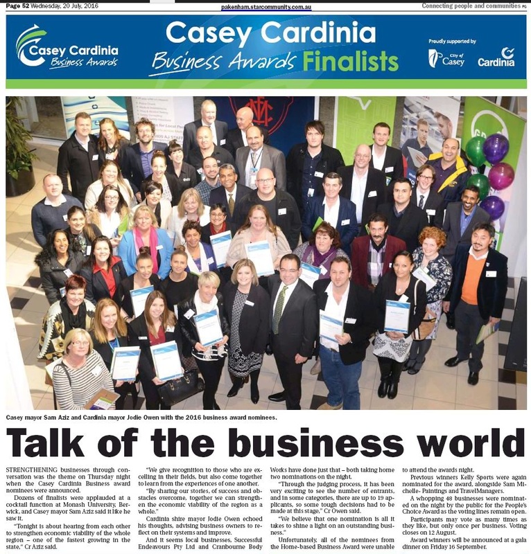 Casey Cardinia Business Awards - Article Pakenham Gazette Wednesday 20th July 2016 page 52
